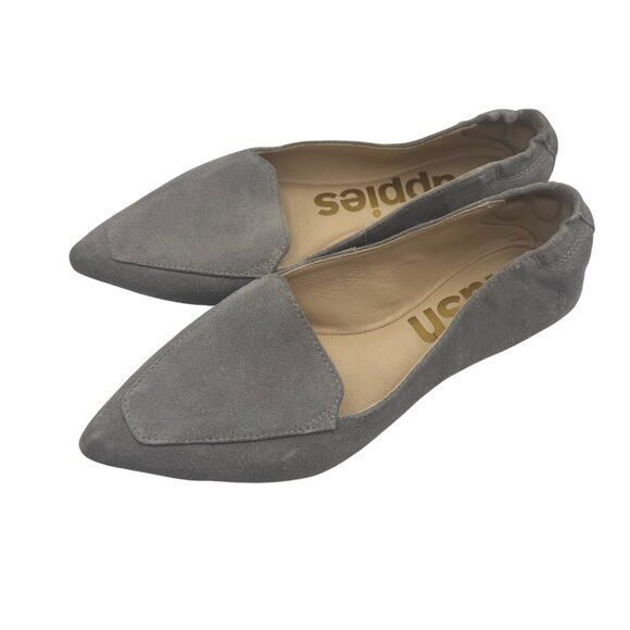 Hush Puppies Suede Gray Pointed Toe Slip On Flats Comfort Size 6.5 Rubber Sole - Picture 2 of 6
